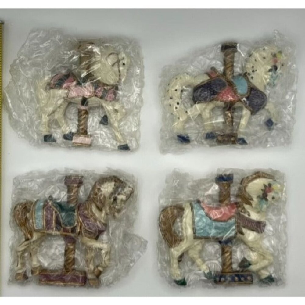 Vintage Carousel Horse Magnets Set of 4 Colorful Gift Boxed NOS